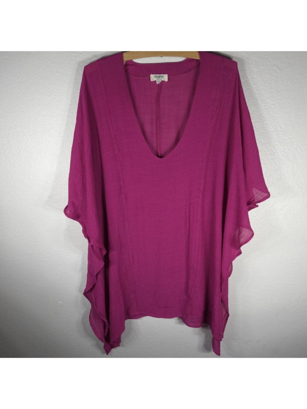 Umgee V-Neck Caftan Tunic Cover Up Fucsia Pink Size S/M Oversized Tunic